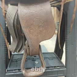Vintage Saddle King of Texas 16 Western Saddle Tooled Leather Ranch Trail Horse