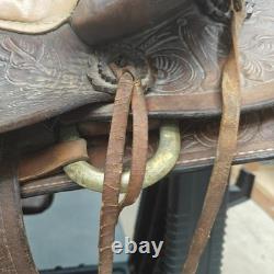 Vintage Saddle King of Texas 16 Western Saddle Tooled Leather Ranch Trail Horse