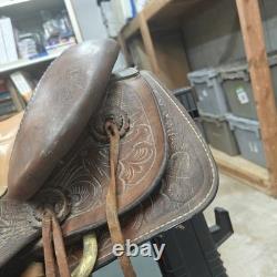 Vintage Saddle King of Texas 16 Western Saddle Tooled Leather Ranch Trail Horse