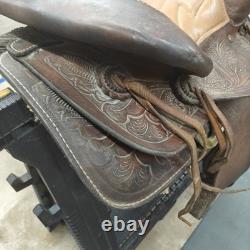 Vintage Saddle King of Texas 16 Western Saddle Tooled Leather Ranch Trail Horse