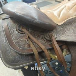 Vintage Saddle King of Texas 16 Western Saddle Tooled Leather Ranch Trail Horse