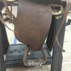 Vintage Saddle King of Texas 16 Western Saddle Tooled Leather Ranch Trail Horse