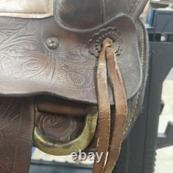 Vintage Saddle King of Texas 16 Western Saddle Tooled Leather Ranch Trail Horse