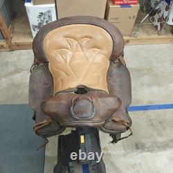 Vintage Saddle King of Texas 16 Western Saddle Tooled Leather Ranch Trail Horse