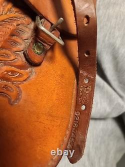 Vintage Saddlebags Western Leather Hand Tooled D&D Outfitters Number Read Texas