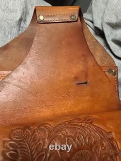 Vintage Saddlebags Western Leather Hand Tooled D&D Outfitters Number Read Texas