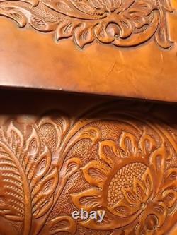 Vintage Saddlebags Western Leather Hand Tooled D&D Outfitters Number Read Texas