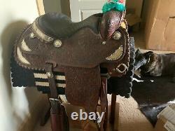 Vintage Sean Ryon Western Show Saddle Vogt Solid Sterling Silver Diablo Stirrups