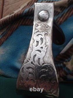 Vintage Silver Filigree Overlay Western Saddle Stirrups, 3 inch