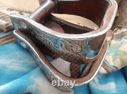 Vintage Silver Filigree Overlay Western Saddle Stirrups, 3 inch