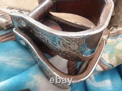 Vintage Silver Filigree Overlay Western Saddle Stirrups, 3 inch