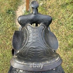 Vintage Simco 250B all-purpose Saddle 16 in Black Leather Traditional Western
