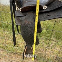 Vintage Simco 250B all-purpose Saddle 16 in Black Leather Traditional Western