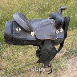 Vintage Simco 250B all-purpose Saddle 16 in Black Leather Traditional Western