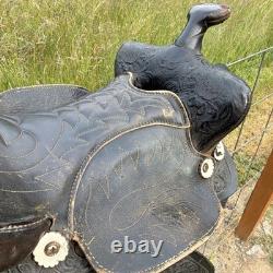 Vintage Simco 250B all-purpose Saddle 16 in Black Leather Traditional Western