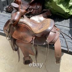 Vintage Simco Horse Saddle 15 Seat Brass Hardware And Pictured Tack Included