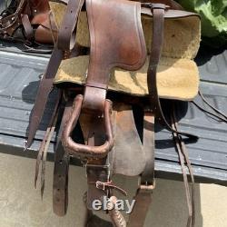 Vintage Simco Horse Saddle 15 Seat Brass Hardware And Pictured Tack Included