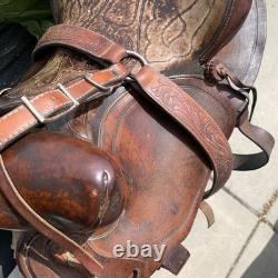Vintage Simco Horse Saddle 15 Seat Brass Hardware And Pictured Tack Included