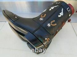 Vintage Stallion Inlaid With Guns Horse Shoes Saddle Spurs Stars Rare Boot 9.5 D