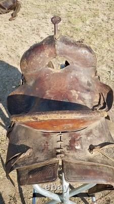 Vintage Stephens Jeffery Lewistown Mt. Square Skirt- 14½ Western Saddle As Is