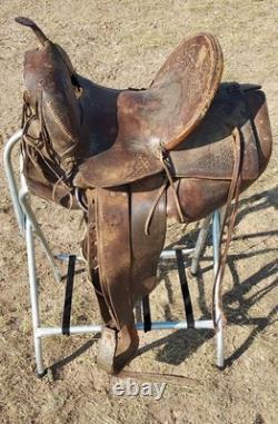 Vintage Stephens Jeffery Lewistown Mt. Square Skirt- 14½ Western Saddle As Is
