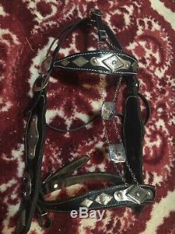 Vintage Ted Flowers Black Western Parade Saddle withBridle and Martingale