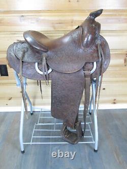 Vintage Tex Tan Yoakum Hereford Brand 14 Western Saddle with Leather Stirrups