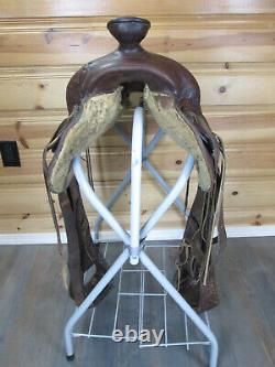 Vintage Tex Tan Yoakum Hereford Brand 14 Western Saddle with Leather Stirrups