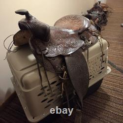 Vintage Tooled All Leather Saddle 16in Seat Wt. 30#