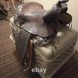 Vintage Tooled All Leather Saddle 16in Seat Wt. 30#