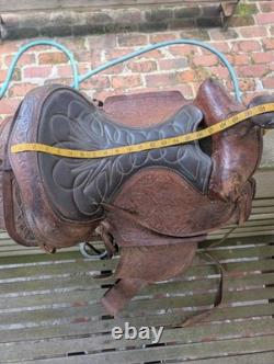Vintage Tooled Leather Horse Saddle Cowboy Brand Western USA