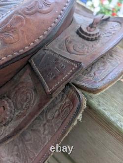 Vintage Tooled Leather Horse Saddle Cowboy Brand Western USA