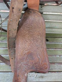 Vintage Tooled Leather Horse Saddle Cowboy Brand Western USA