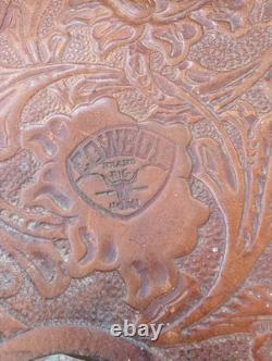 Vintage Tooled Leather Horse Saddle Cowboy Brand Western USA