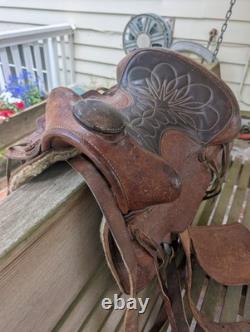 Vintage Tooled Leather Horse Saddle Cowboy Brand Western USA