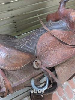 Vintage Tooled Leather Horse Saddle Cowboy Brand Western USA