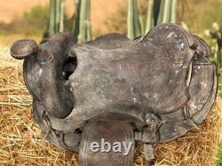 Vintage Tooled Leather Horse Saddle, Slick 15 Seat, Western Ranch Farm Decor B