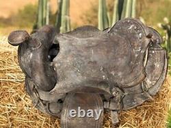 Vintage Tooled Leather Horse Saddle, Slick 15 Seat, Western Ranch Farm Decor B