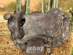 Vintage Tooled Leather Horse Saddle, Slick 15 Seat, Western Ranch Farm Decor B