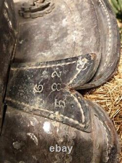 Vintage Tooled Leather Horse Saddle, Slick 15 Seat, Western Ranch Farm Decor B