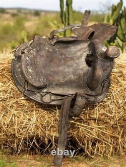 Vintage Tooled Leather Horse Saddle, Slick 15 Seat, Western Ranch Farm Decor B