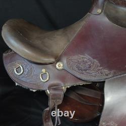 Vintage Tooled Leather Western Horse Saddle, 13/14 Seat