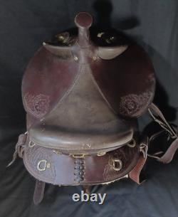 Vintage Tooled Leather Western Horse Saddle, 13/14 Seat