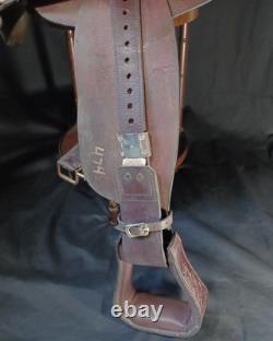 Vintage Tooled Leather Western Horse Saddle, 13/14 Seat
