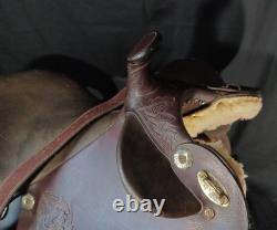 Vintage Tooled Leather Western Horse Saddle, 13/14 Seat