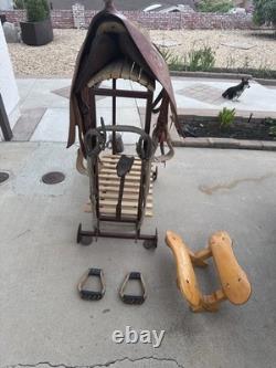 Vintage Tooled Leather Western Parade Saddle & Custom Texas Motif Display Stand