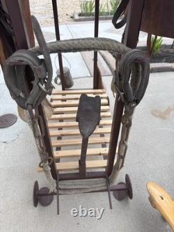 Vintage Tooled Leather Western Parade Saddle & Custom Texas Motif Display Stand