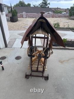 Vintage Tooled Leather Western Parade Saddle & Custom Texas Motif Display Stand