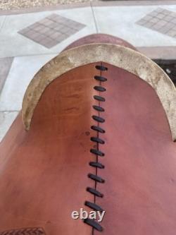 Vintage Tooled Leather Western Parade Saddle & Custom Texas Motif Display Stand