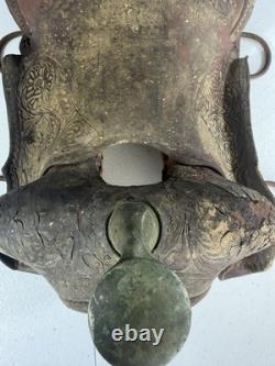 Vintage Tooled Leather Western Saddle Brass Horn Floral Carving Old Ranch